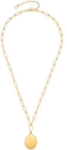 JEWELS BY LEONARDO Halskette Marella • Paperclip-Kette aus goldfarbenem Edelstahl • rechteckige Kettenglieder • Medaillon-Anhänger mit personalisierbarer Rückseite • 45-50 Länge • Damen • 023405