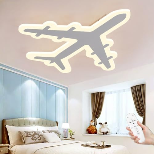 WJLL LED Deckenleuchten für kinderzimmer modern dimmbar mit Fernbedienung Deckenlampe weiß Flugzeug Decke Lampen Kinderlampe Acryl Pendelleuchte Jungen Mädchen Schlafzimmer Beleuchtung Leuchten 60cm