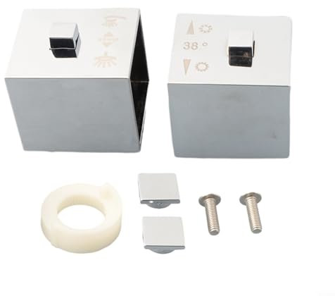 Square Shower Temperature Control, 1 Pair Square Shower Temperature Control Handle, For Shower Bar Mixer Taps Vavle Repair Kit