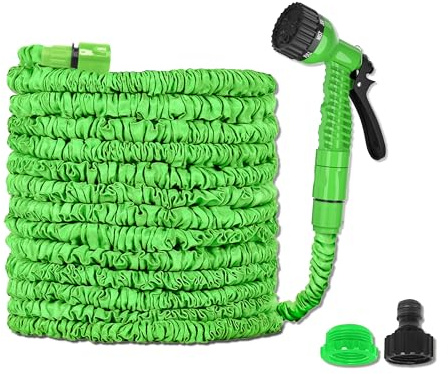 100FT Expandable Flexible Garden Hose Magic Hose Pipes 3/4,1/2 Connectors | 30M after Expansion, Car Washing, Gardening Hose, 7 Setting Professional Water Spray Nozzle Gun for Yard, Strength Fabric