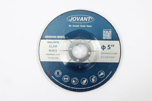 JOVANT Juego de 10 discos de amoladora angular, disco abrasivo de metal de 5 pulgadas, soporte de 7/8 pulgadas, lijado agresivo para amoladoras, centro empotrado