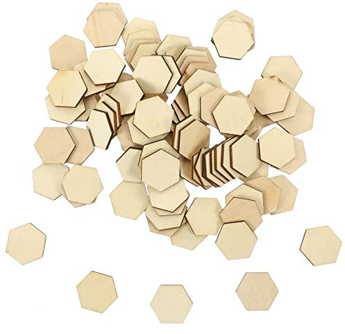 NUOBESTY 100stücke Unvollendete Holzscheiben Sechseckige Form Rohholzscheiben Für Diy-projekte Und Bastelmaterial
