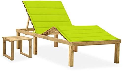 Xichuzi Garten-Sonnenliege mit Tisch und Auflage Kiefer Imprägniert, Gartenliege, Liegestuhl, Sonnenstuhl, Sonneninsel Outdoor, Liegen, Gartenmöbel, Bäderliege, Relaxliege - 3065875