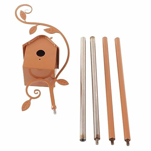 Metal Bird House, Vintage Metal Cottage Birdhouse Stakes for Garden, Patio Decor. House for Indoor Outdoor with Assembly (4#)