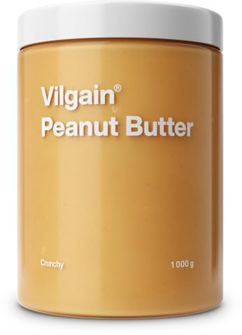 Vilgain Organic Peanut Butter (1000g) Crunchy – Vegan Peanut Cream No Added Sugar & No Palm Oil, Protein-Rich Peanut Paste From Roasted Organic Peanuts High-Fiber Fitness Snack
