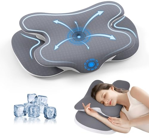 JINXIA Memory Foam-Schlafkissen in Standardgröße, Ergonomisches Orthopädisches Nackenstützkissen, Kühlkissen mit Abnehmbarem Kissenbezug für Seitenschläfer, Rückenschläfer und Bauchschläfer