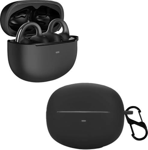 CONAPIKA Hülle für Ba-seus Bowie MC1 mit karabiner, Voller Schutz Weiches Silikon Earbuds Schutzhüllen Haut Case Ultra-dünnes Stoßfeste wasserdichte Unterstützt Kabelloses Laden Kopfhörer Abdeckung