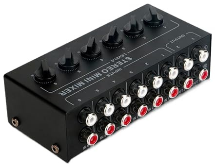 SHEHUALI Mesa de Mezclas de Audio, Mini Mezclador pasivo estéreo de 6 Canales CX600 Mezclador multicanal Profesional for Uso en y en Estudio for Mini Mezclador en