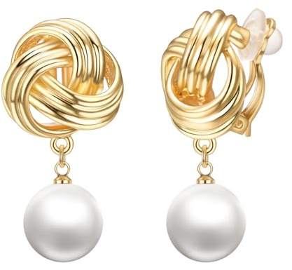 Aleasha Perle Ohrclips Damen Knoten Clip Ohrringe Große Glasperlen Hochzeit Schmuck Durchmesser