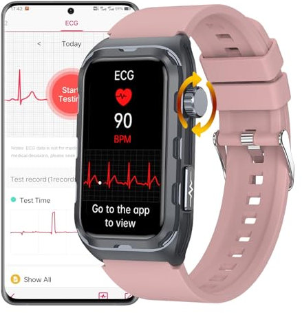 DigiKuber Smartwatch ECG Uomo Donna, 1,47 pollici Impermeabile Orologio Intelligente con Contapassi SpO2 PPG BP HR Cardiofrequenzimetro Notifica di Chiamata per Android iOS
