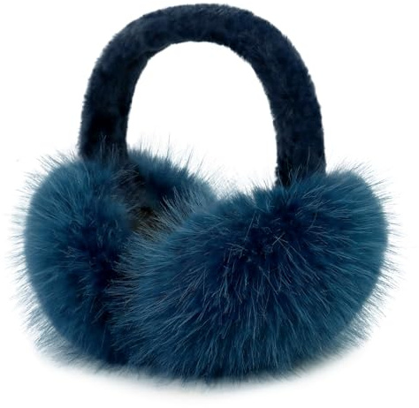 SEYUFN Plüsch Ohrenschützer Damen Winter Ohrenwärmer Faltbare Ohrenschützer Damen Earmuffs Weich Teenager-Mädchen (Marineblaue)