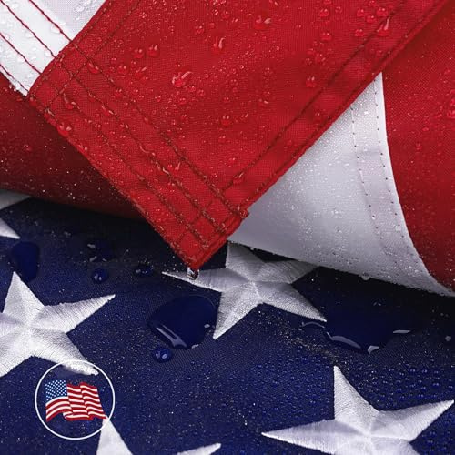 American Flag 4x6 Ft for Outside, Heavy Duty Nylon US Flags for High Wind Outdoor, Fade Resistant and Waterproof USA Flag with Embroidered Stars, Sewn Stripes, Brass Grommets