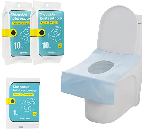 TRIPTIPS Toilet Seat Covers Disposable Waterproof- 60 Packs XL Disposable Toilet Seat Cover for Adults and Kids, Faster Stick, Individually Wrapped Travel Pack for Public Toilet/Travel (Blue-20pcs)