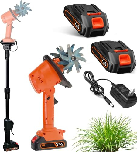 Electric Garden Rotavator, Small Garden Soil Tiller Rotavator, Cordless Tiller Cultivator With Rechargeable Lithium Battery & Assembly Rod, For Farm,Yard,Lawn