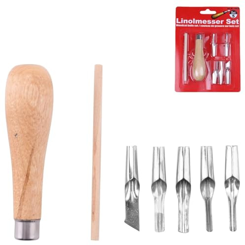 1 Set Lino Cutting Tools, Includes 5 Blades, Stamp Carving Tool Set | Professional carving tools, suitable for DIY art, craft and carpentry, ideal choice for beginners and amateur carving lovers