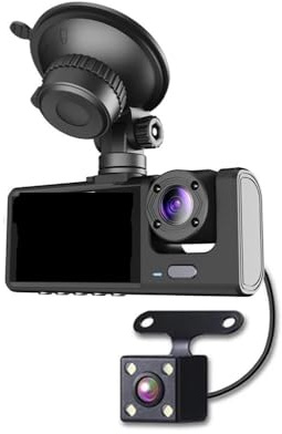 WOHOOD Rear Camera Dash Cam Car HD 1080P 3-Lens Inside Vehicle Dash CamThree Camera Recorder Video Dashcam Camcorder