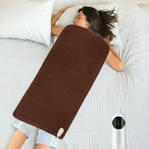 Full Back Heating Pad,20x40 Extra Large Heating Pad for Back Pain Relief,with 10 Temperature Controllers & 3 Auto-Off Timers,Dry/Moist Heat Therapy for Muscle,Joint,Menstrual Cramps (Brown)