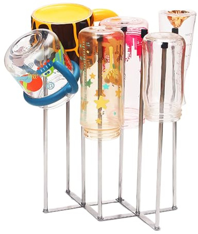Égouttoir à Biberons Organisateur De Plan De Travail en Acier Inoxydable | Support De Séchage Pour Bouteilles Verres Tasses Carafe à Vin et Ustensiles de Cuisine