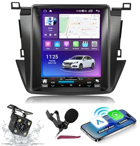 Autoradio Android 14 con navigazione GPS per Toyota RAV4 (2013-2018) Lettore multimediale con schermo verticale da 9,7 con navigazione GPS Wireless Carplay Bluetooth 5.0 HIFI Radio FM 5G-WiFi SWC MI