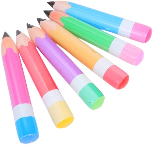 SHINEOFI 6 Globos Inflables Grandes en Forma de Lápiz PVC 6 Colores Surtidos Naranja Rosa Azul Púrpura Verde Rojo Decoración para Fiesta de Regreso a Clases y Aula Adecuado para