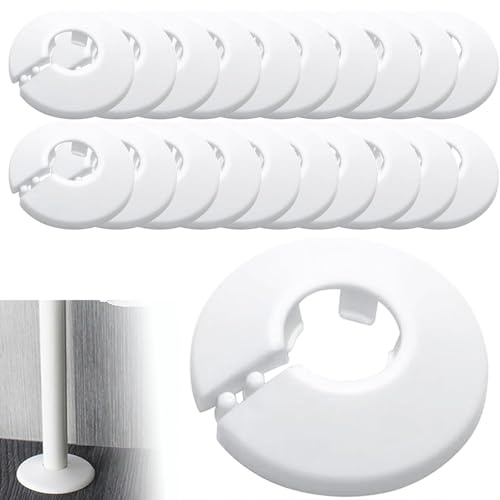 AmiCera 20 Stück Heizungsrohr Rosette, 16mm Abdeckung Verkleidung, Einzel Rosetten für Heizkörperrohre, Heizungsrohr Abdeckung Boden, Rohrabdeckung Geeignet für Wasserrohren Gasrohren(Weiß)