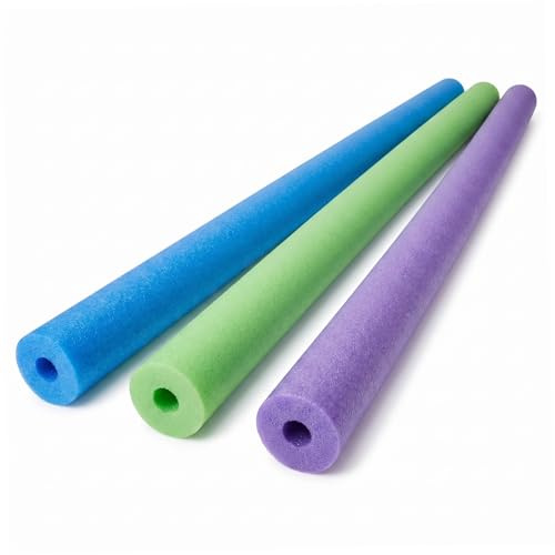 Pool Noodles Jumbo, Confezione da 3 Jumbo Pool Noodles in schiuma - Nuoto cavo da 59 pollici per giochi, esercizi e giochi, Blu+Verde+Viola, Schiuma