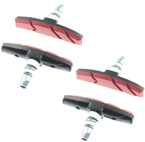 cyklar bakbromstrumma Cykel Bromsblock Gummi Cykeldel MTB Mountain Road Cykel Lättvikts V-broms Skor Pads Cykel(2 Pair Red)