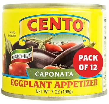 Cento Caponata Eggplant Appetizer, 7 Oz (Pack of 12), Canned Sicilian Eggplant, Onions, Tomatoes, Olives, Capers & Celery in Marinade, Made in Italy