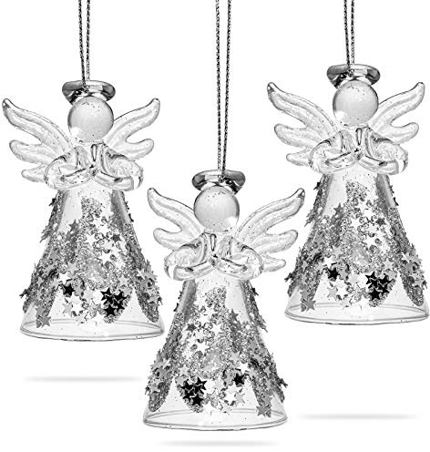 SIKORA BS252 Engel Christbaumschmuck Glas Figur Weihnachtsbaum Anhänger 3er Set