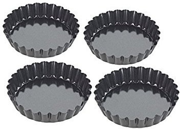 Tala Cooking Latas de 10 cm Moldes para Tartaletas, Acero, Negro, 3x10x10 cm