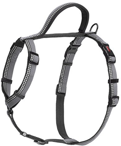 Harnais de Promenade HALTI - Design léger avec 5 Sangles Réglables, Bande Réfléchissante et Poignée Souple Doublée de Néoprène. Harnais anti-traction pour toute race de chien (Taille XS, Noir)
