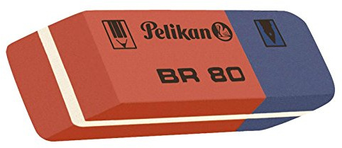 Pelikan 619577 – Gomme à effacer en caoutchouc biseautée-Rouge et Bleu