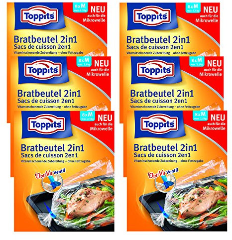 6 x TOPPITS Bratbeutel 2in1 8 Beutel M (25 x 38cm)