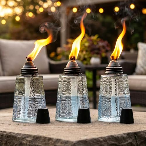 Lot de 3 Lampes Torches en Verre pour Table Argenté/Transparent/Blanc 454 ML (dégager)