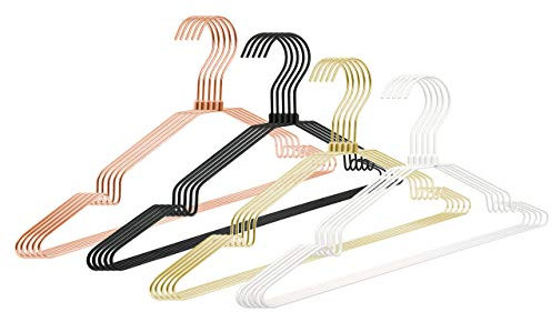 Natural Goods Berlin 15x Gard Kleiderbügel, Multifunktionsbügel mit Hosenstange, 360 Grad drehbar, Metall (Schwarz, 15er Set)