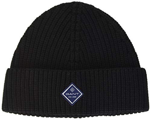 GANT Herren Unisex. Cotton Rib Knit HAT Ohrenschützer, Black, Einheitsgröße