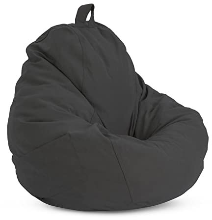 YORKING Bean Bag Chair Cover 90x110cm NO Filler Chair Sofa Cover Lazy Sofa Storage Chair Seat for Adults and Kids (Dark Grey)