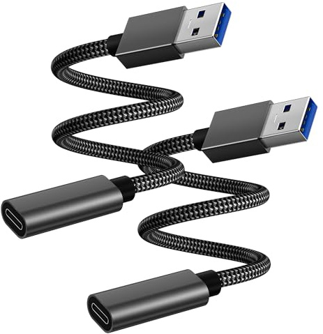 BASESAILOR USB 3.0 to USB C Adapter 1M/2Pack,USBC Female to A Male Cable Lead,5Gbps 3.1 Type C Charger Connector for Apple iPhone 17 17e 16 15 Pro Max,iPad Air Mini,Samsung Galaxy S26 S25 S24,Z Fold