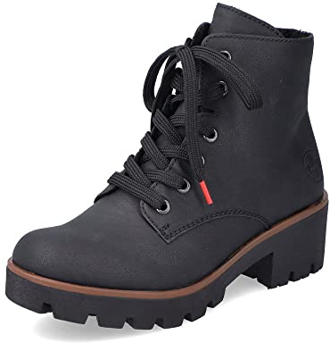 Rieker Mujer Botines 79240, señora Botines con Cordones,Media Bota,Bota con Cordones,Zapato de transición,Bota,Negro (Schwarz / 00),40 EU / 6.5 UK