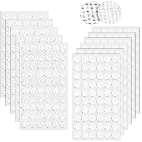 Klettpunkte Selbstklebend 15mm, 600 Stück Weiß Rund Klett Klebepunkte | Doppelseitig Klebende Klettverschluss für Papier, Kunststoff, Glas, Leder, Metall