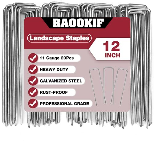 RAOOKIF 12 Inch Long Galvanized Garden Landscape Staples, 20/50/100/200Pcs Metal Stakes for Decoration, Fence, Lawn, Fabric Pins