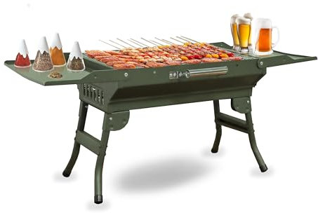 Kolgrill - KIICHI TERASAWA bärbar grill kolgrill - rostfritt stål vikbar rökare BBQ grill för utomhusmatlagning och camping trädgård uteplats strand