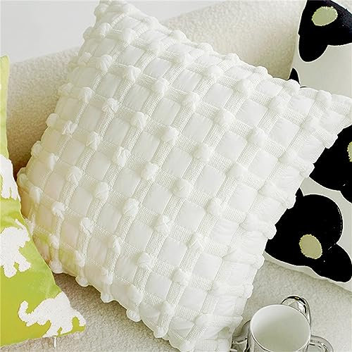 RAJEGAR Sofa-Stuhl, Jacquard, Samt, Plissee, Wohnzimmer, Pflanzen, Blumenmotiv, 45 x 45 cm, Weiß / Grün