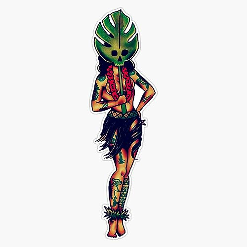 Hula Girl Pinup Tattoo Vinyl Sticker Waterproof Decal Laptop Wall Window Bumper Sticker 5