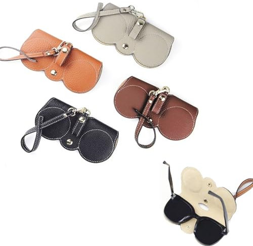 Forlush 4 Stück Brillenetui Weich, Brillentasche für Damen, Leder Sonnenbrille Beutel, Soft Leather Sunglasses Bag, für Die Mitnahme Ihrer Brille Beim Ausgehen