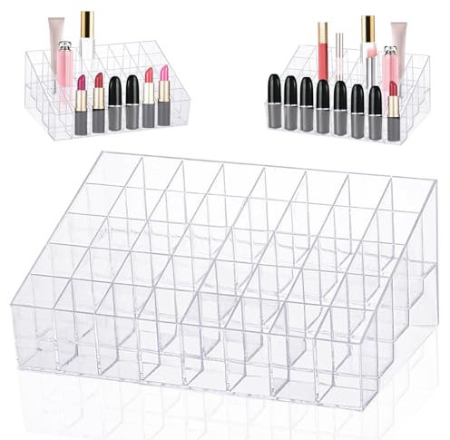 Bubuny Lippenstift Organizer 40 Fächer, Acryl Aufbewahrung Transparent, Ständer und Halter für Kosmetik Make Up Lipstick Schminkpinsel