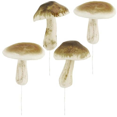 com-four® 4X Täubling - Setas Artificiales para Insertar en Coronas y arreglos - Setas como excelente decoración otoñal - Setas Artificiales (4X peleas)