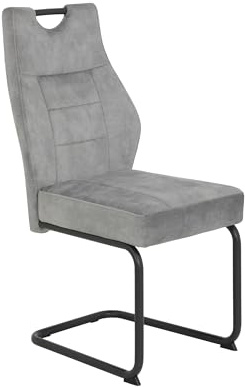 Hela Tische, Linda Silla Cantilever, Velur Aterciopelado Plateado, Estructura de Tubo Redondo Gris, Asiento Confortable con núcleo de muelles, soporta hasta 140 kg, Paquete de 1 Unidad