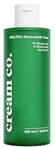 cream co. 200 ml BHA/PHA Niacinamid für das Gesicht, erneuert die Haut, zur Reinigung, Salicylsäure zur Reparatur, tierversuchsfrei, für fettige Haut, minimiert Poren im Gesicht, vegan