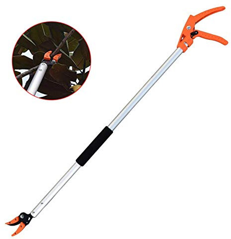Coupe Branche Long Manche avec Pince de Retenue en Aluminium- Longue Cisaille, Sécateur Longue Portée, Cueilleur De Fruits Télescopique À Longue Portée, Couper Et Maintenir Le Sécateur D'arbre,100cm